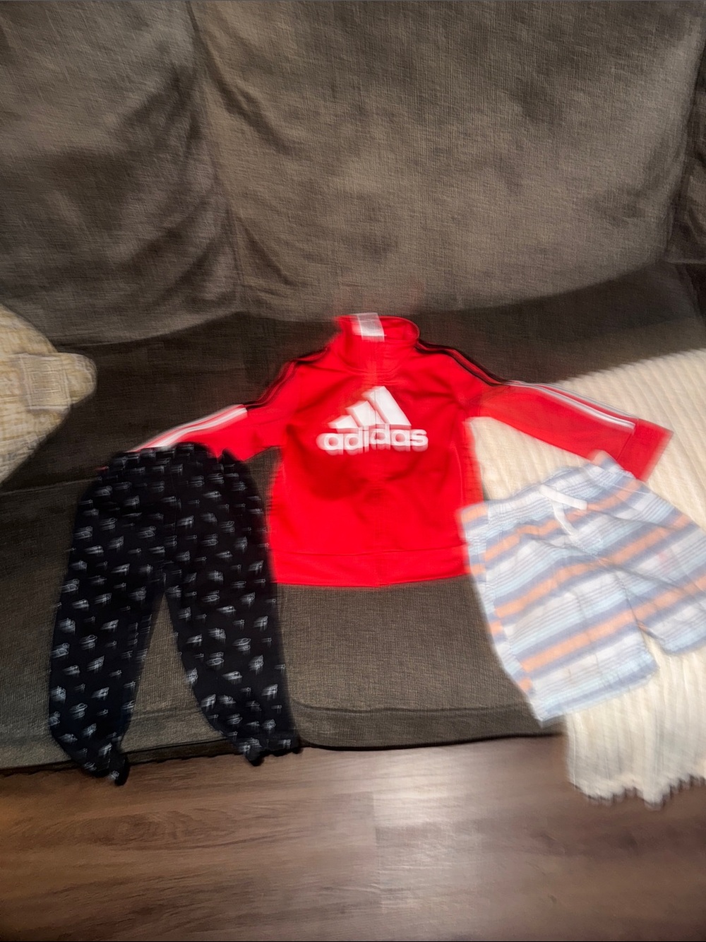 adidas Red Kids Zip Track Jacket with White Logo Bundle of 3.. 24 months Boys